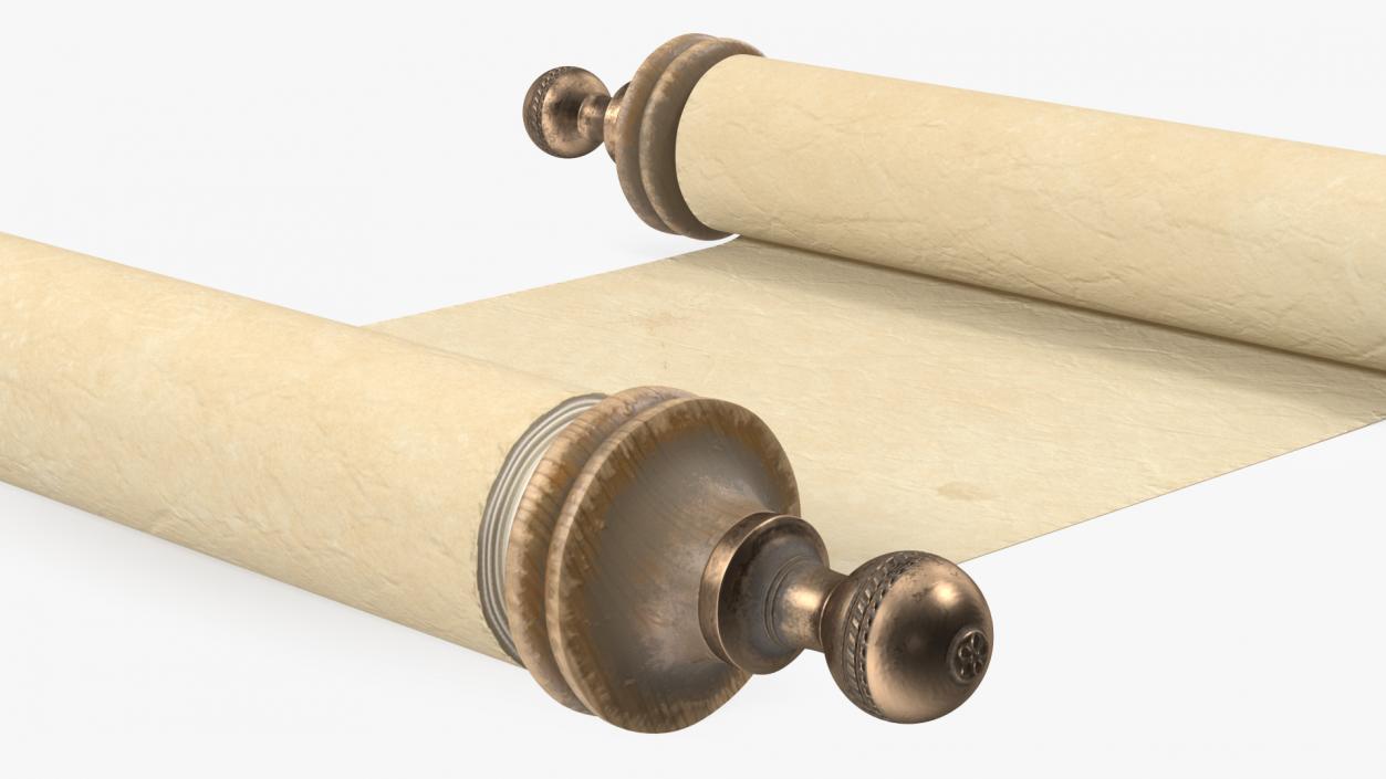 Antique Unfolded Blank Parchment Scroll 3D model