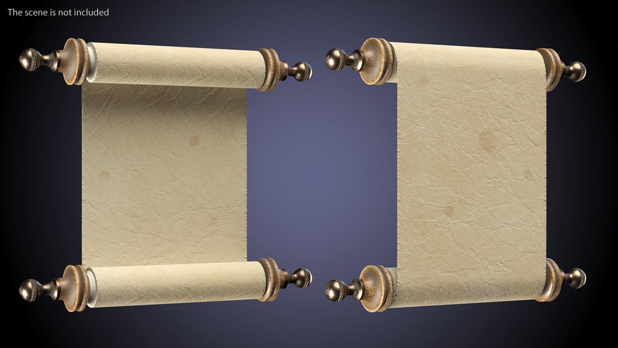 Antique Unfolded Blank Parchment Scroll 3D model