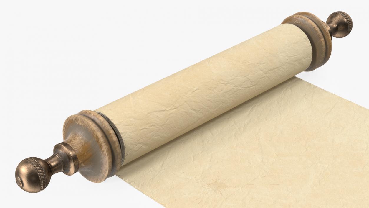 Antique Unfolded Blank Parchment Scroll 3D model