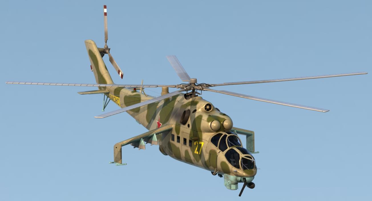 3D model Russian Helicopter Mil Mi-24 Rigged