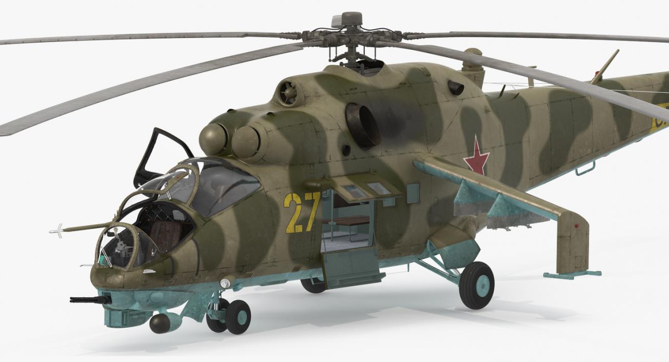 3D model Russian Helicopter Mil Mi-24 Rigged