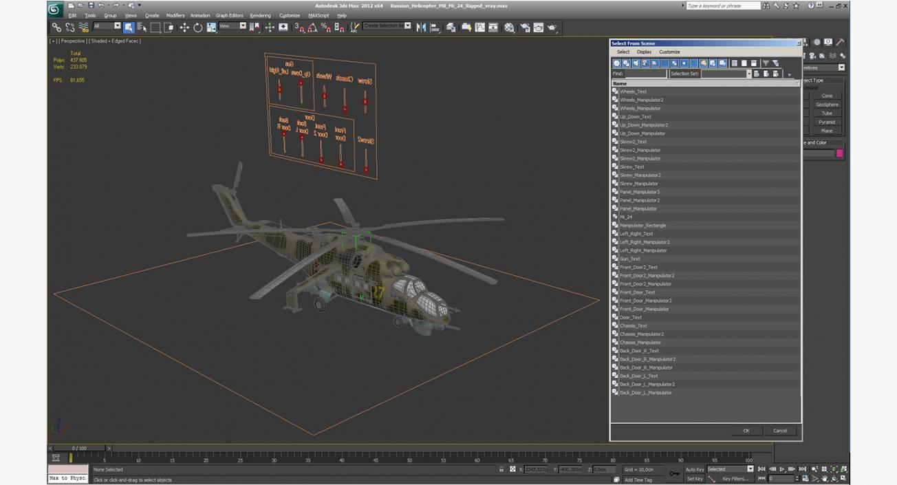 3D model Russian Helicopter Mil Mi-24 Rigged