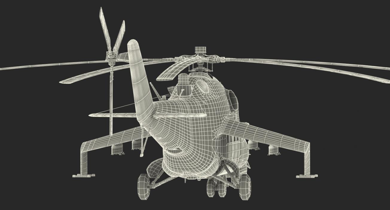 3D model Russian Helicopter Mil Mi-24 Rigged