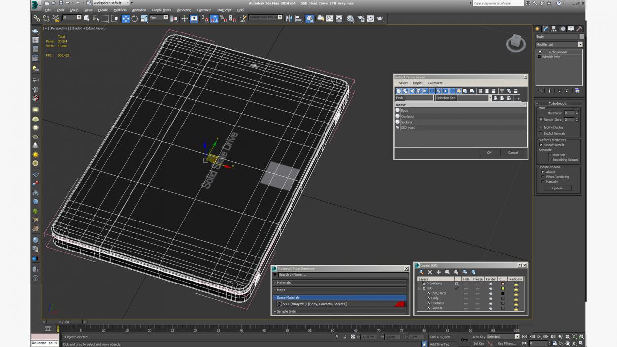 3D SSD Hard Drive 1TB model