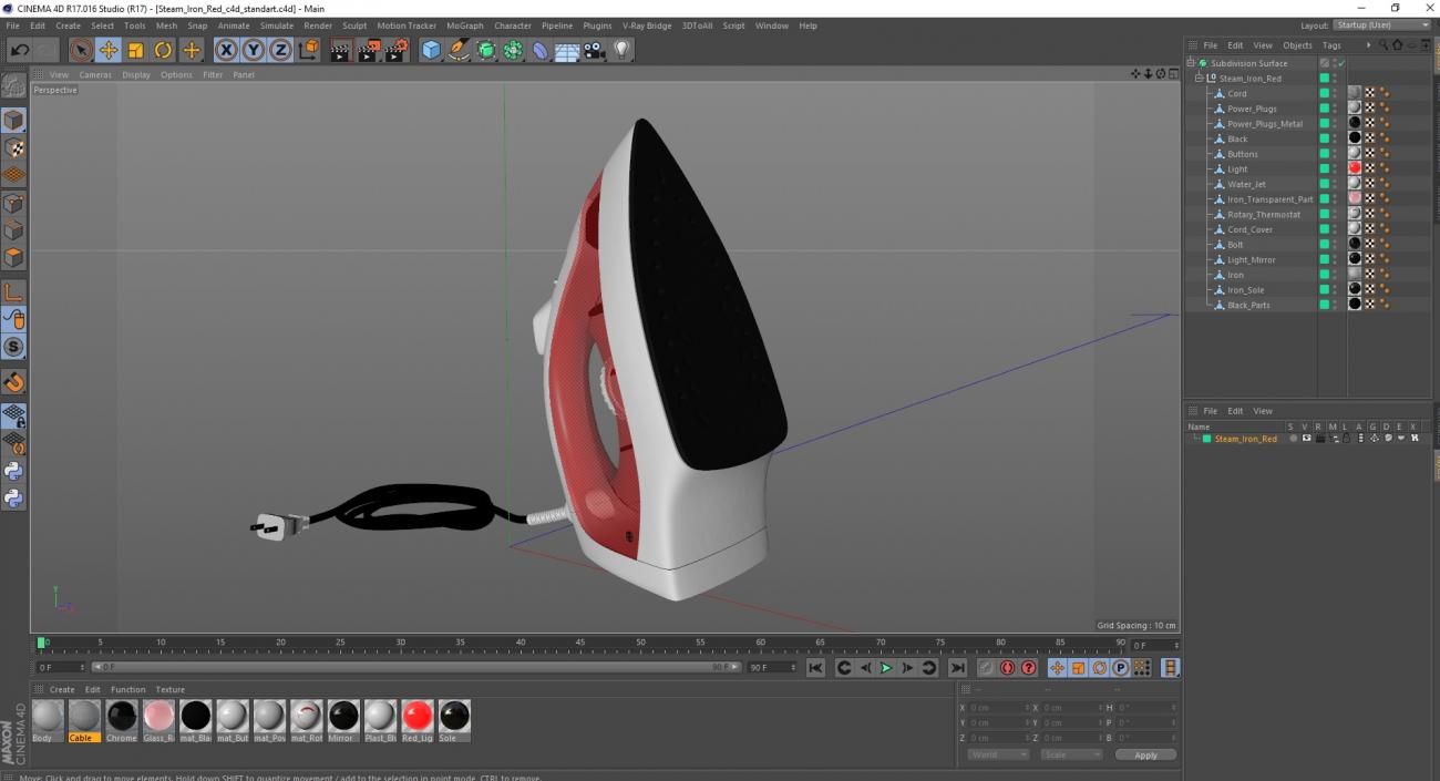 Steam Iron Red 3D model