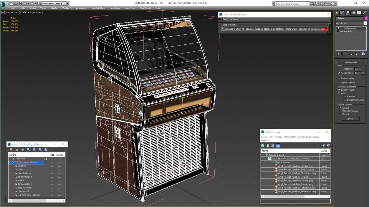 3D Full Size Vinyl Jukebox model