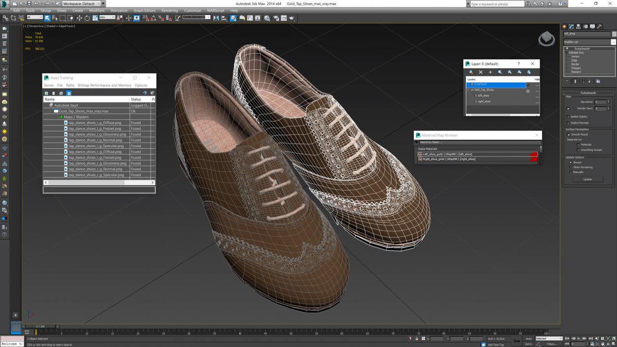 Gold Tap Shoes 3D model