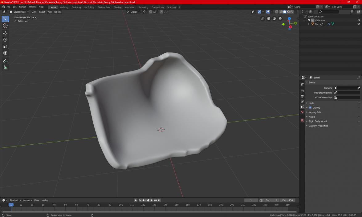 3D model Small Piece of Chocolate Bunny Tail