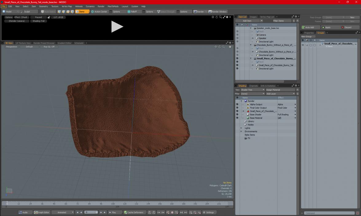 3D model Small Piece of Chocolate Bunny Tail