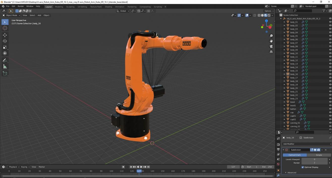 6-axis Robot Arm Kuka KR 16-3 3D model