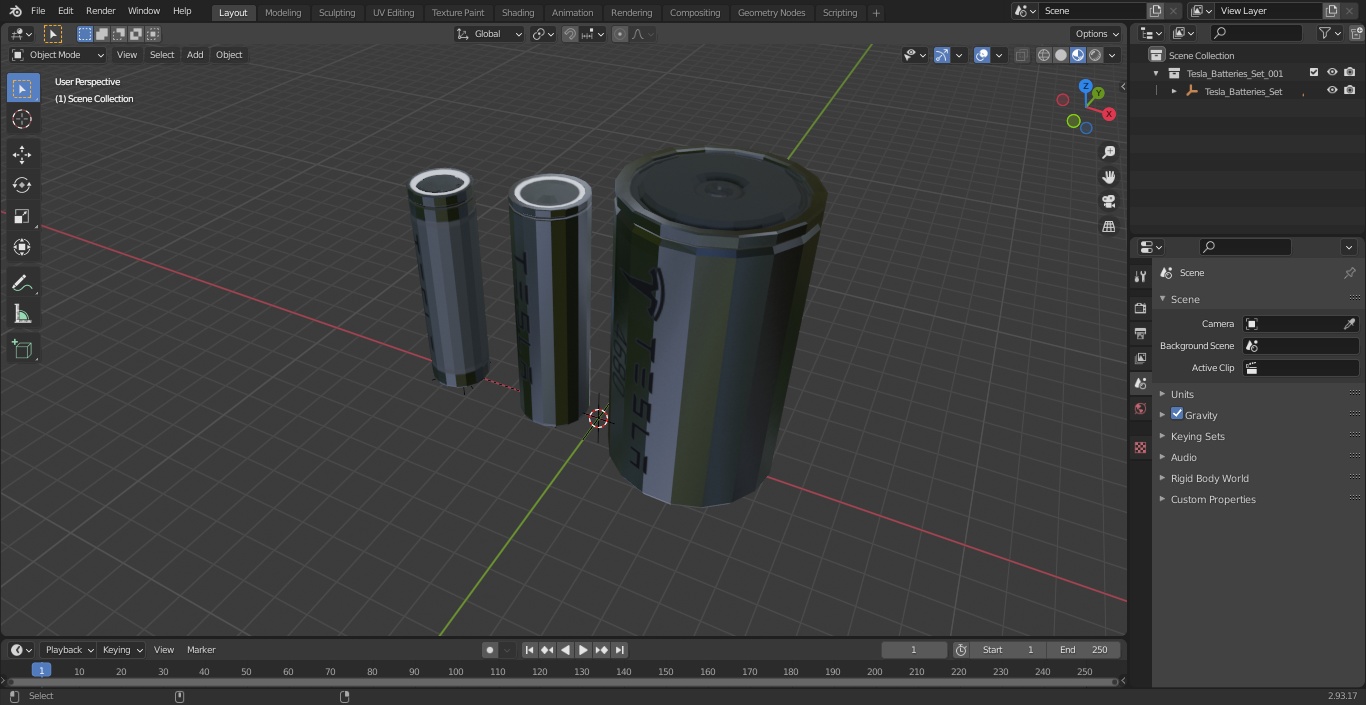 Tesla Batteries Set 3D model