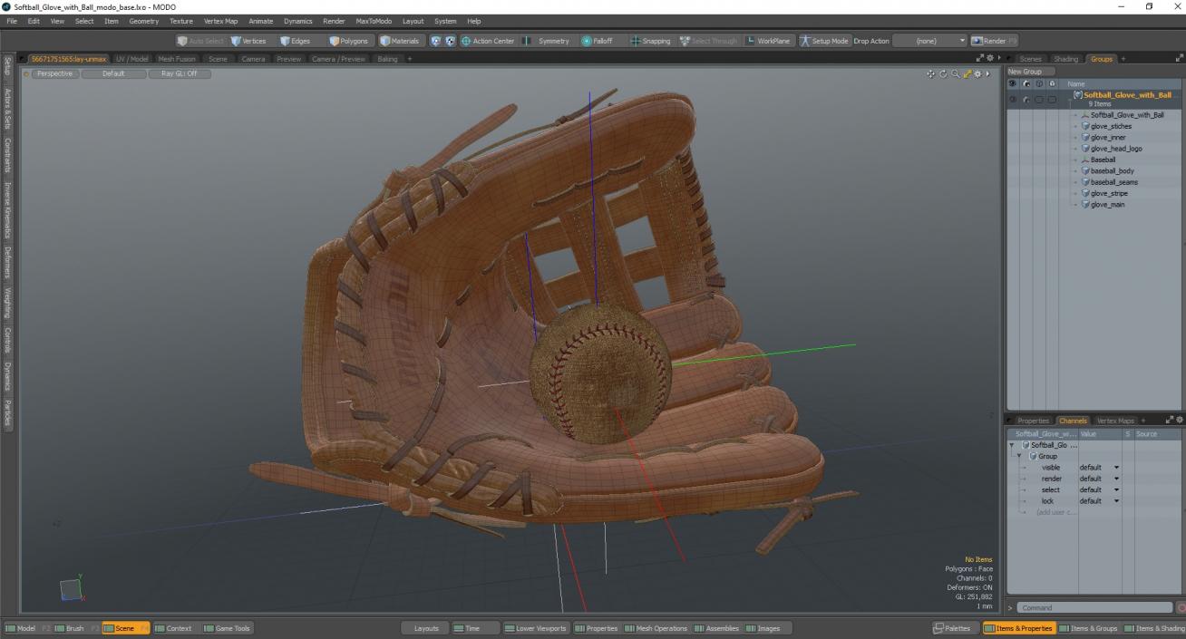 Softball Glove with Ball 3D model