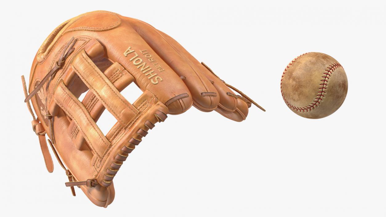 Softball Glove with Ball 3D model