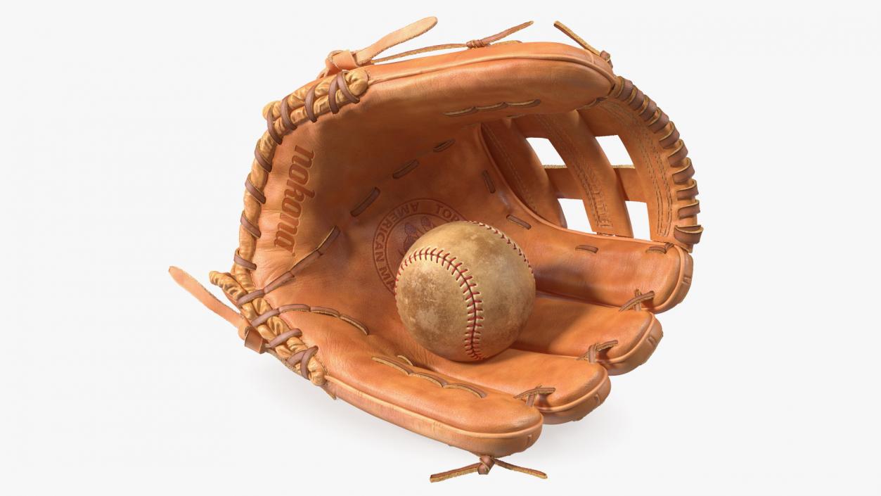 Softball Glove with Ball 3D model