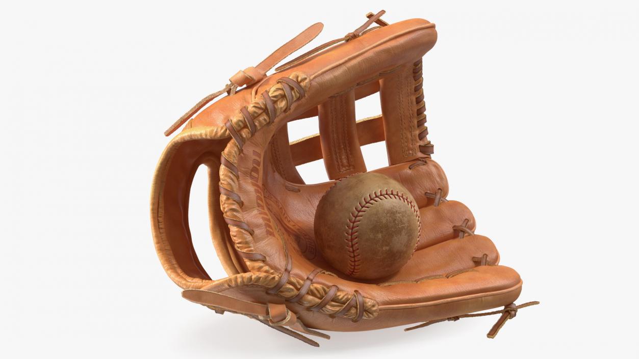 Softball Glove with Ball 3D model