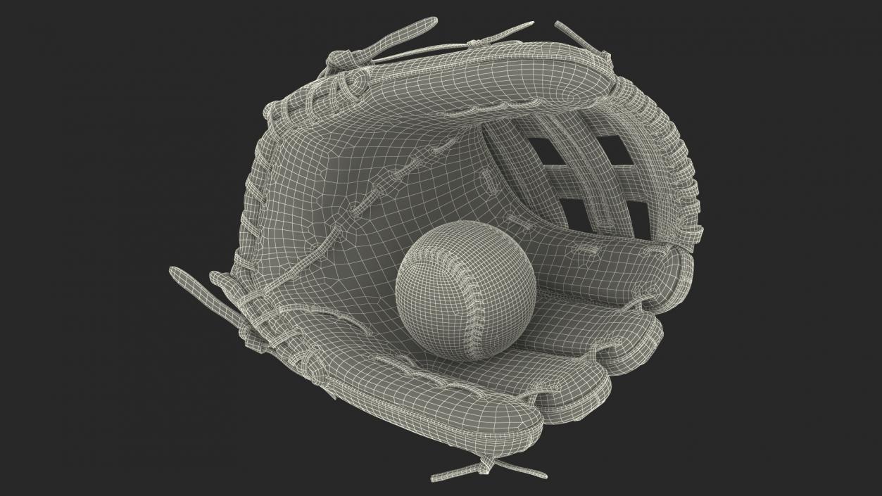 Softball Glove with Ball 3D model