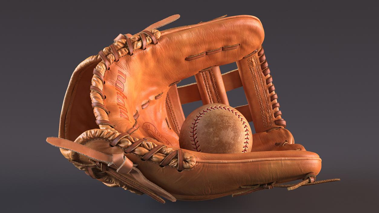 Softball Glove with Ball 3D model