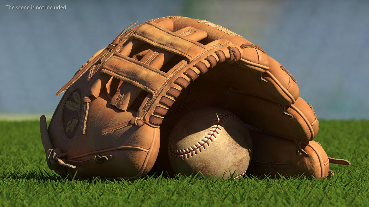 Softball Glove with Ball 3D model