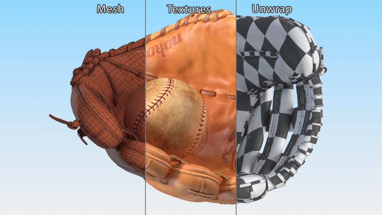 Softball Glove with Ball 3D model