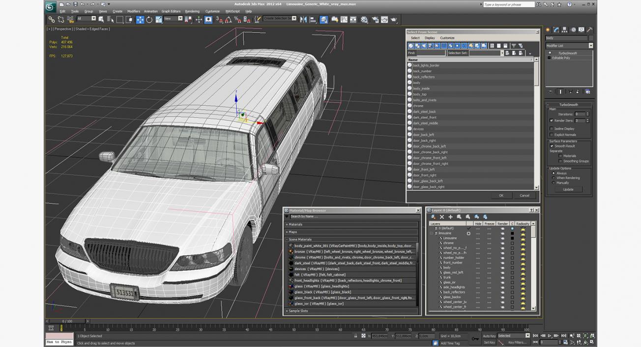 3D Limousine Generic White model