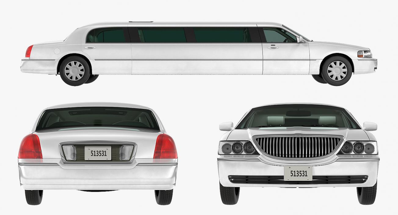 3D Limousine Generic White model