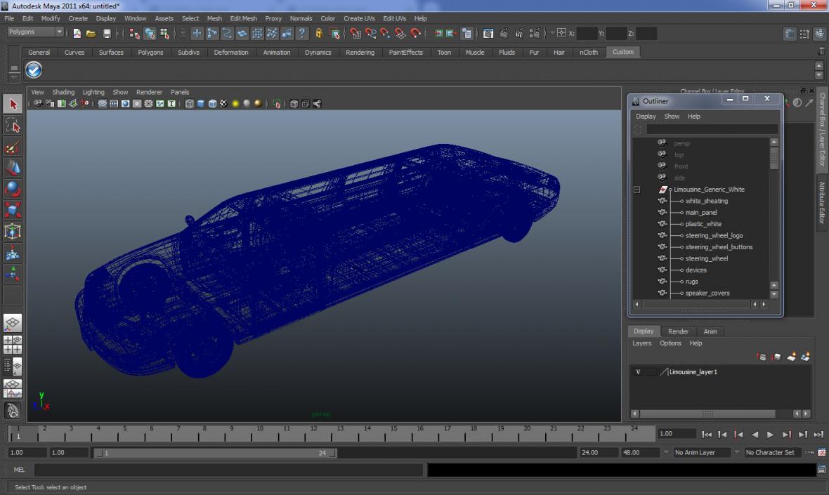 3D Limousine Generic White model