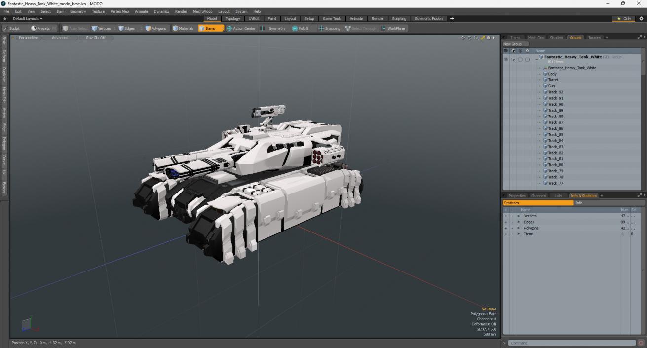 3D Fantastic Heavy Tank White 2 model