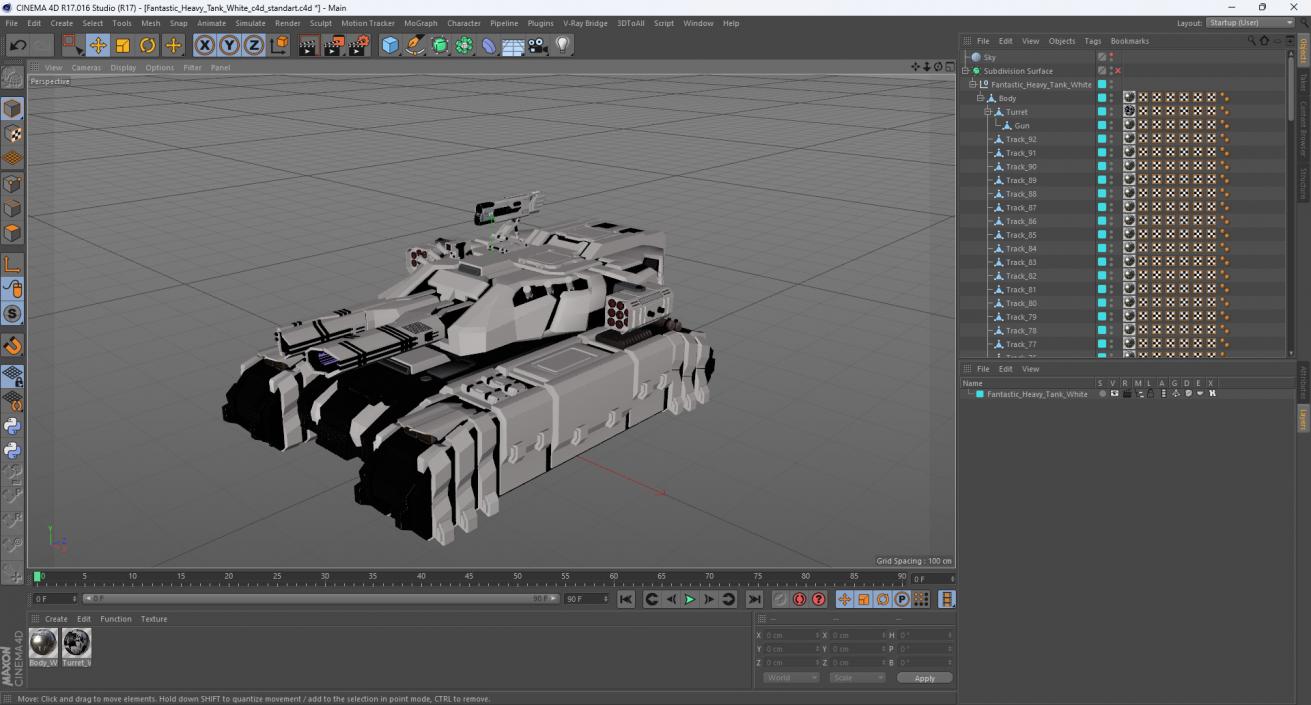 3D Fantastic Heavy Tank White 2 model
