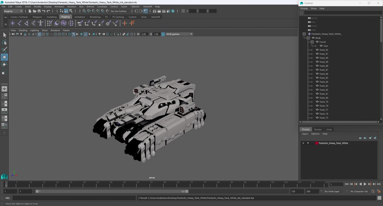 3D Fantastic Heavy Tank White 2 model