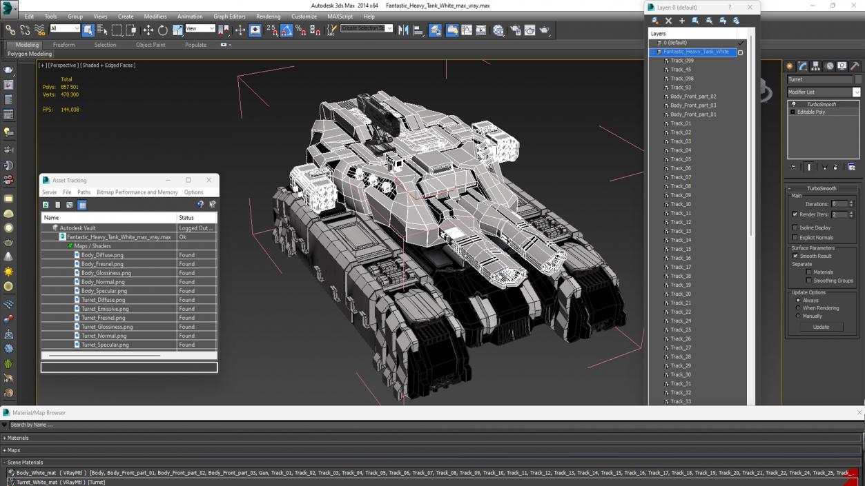 3D Fantastic Heavy Tank White 2 model