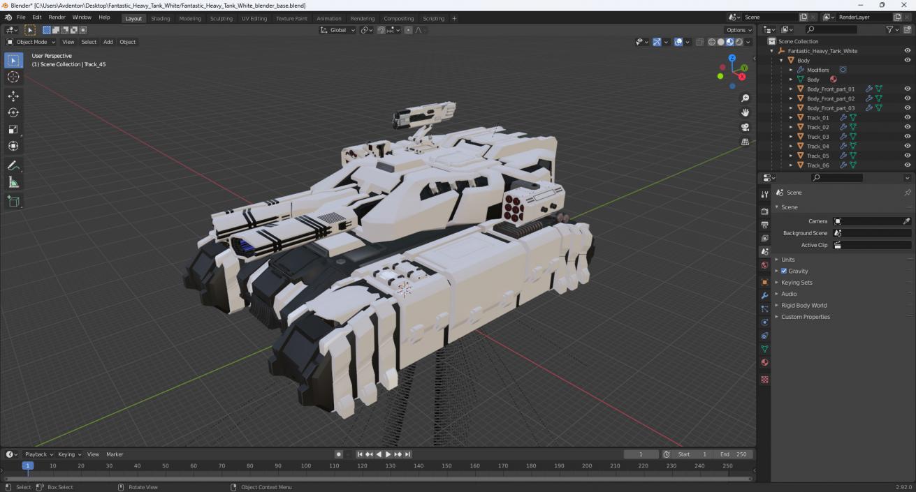 3D Fantastic Heavy Tank White 2 model