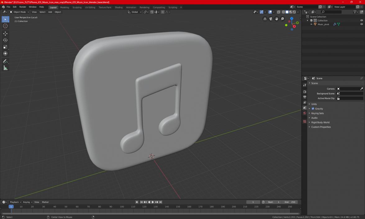 3D iPhone iOS Music Icon 2 model