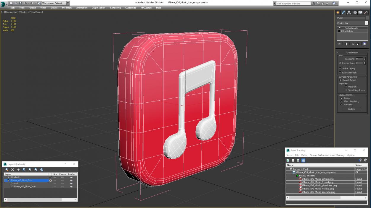 3D iPhone iOS Music Icon 2 model