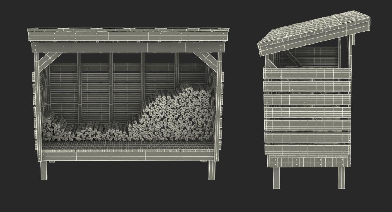 3D model Old Woodshed with Stack of Firewood