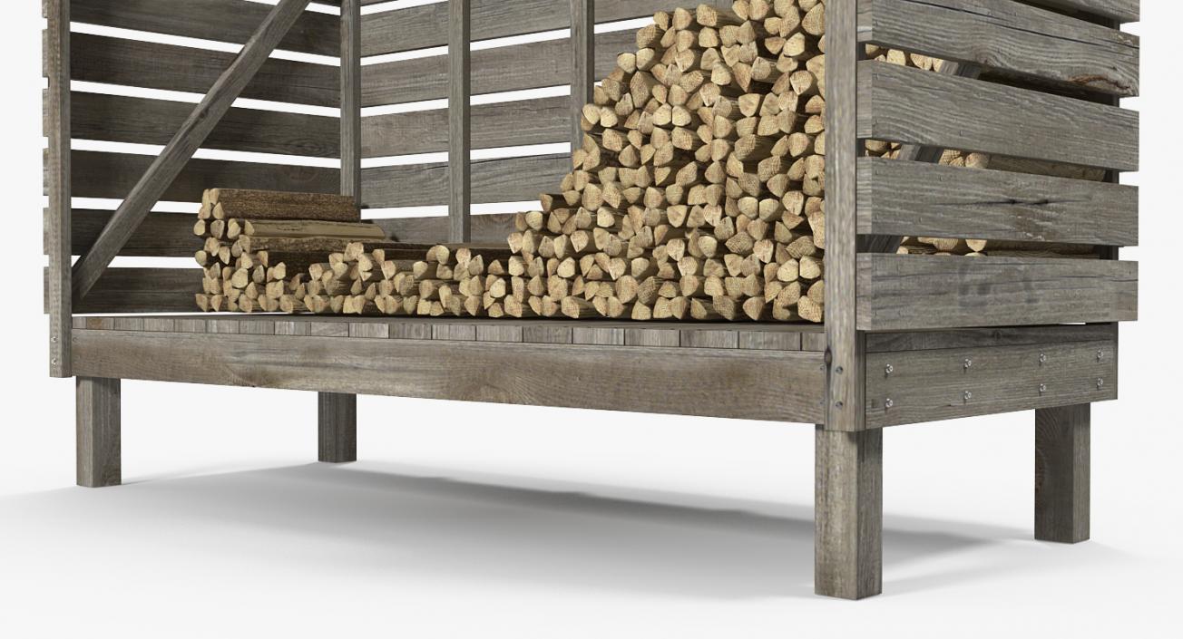 3D model Old Woodshed with Stack of Firewood