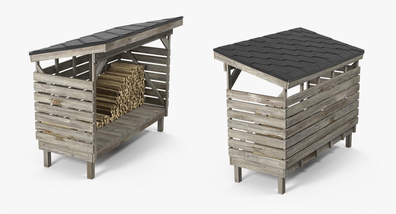 3D model Old Woodshed with Stack of Firewood