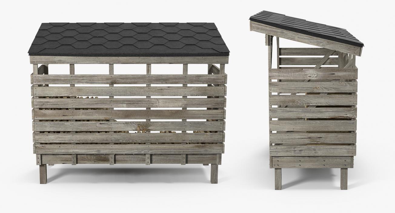 3D model Old Woodshed with Stack of Firewood