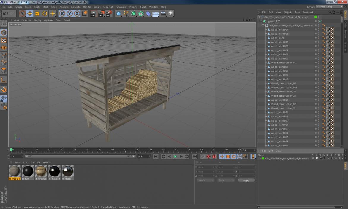 3D model Old Woodshed with Stack of Firewood