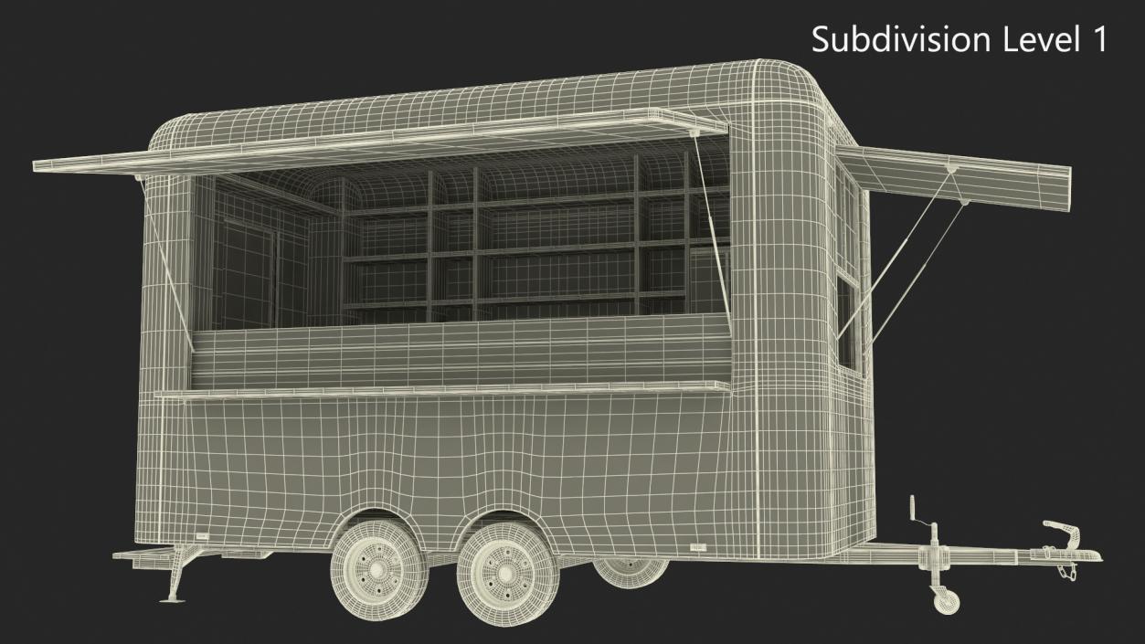 3D Mobile Food Concession Trailer White with Equipment