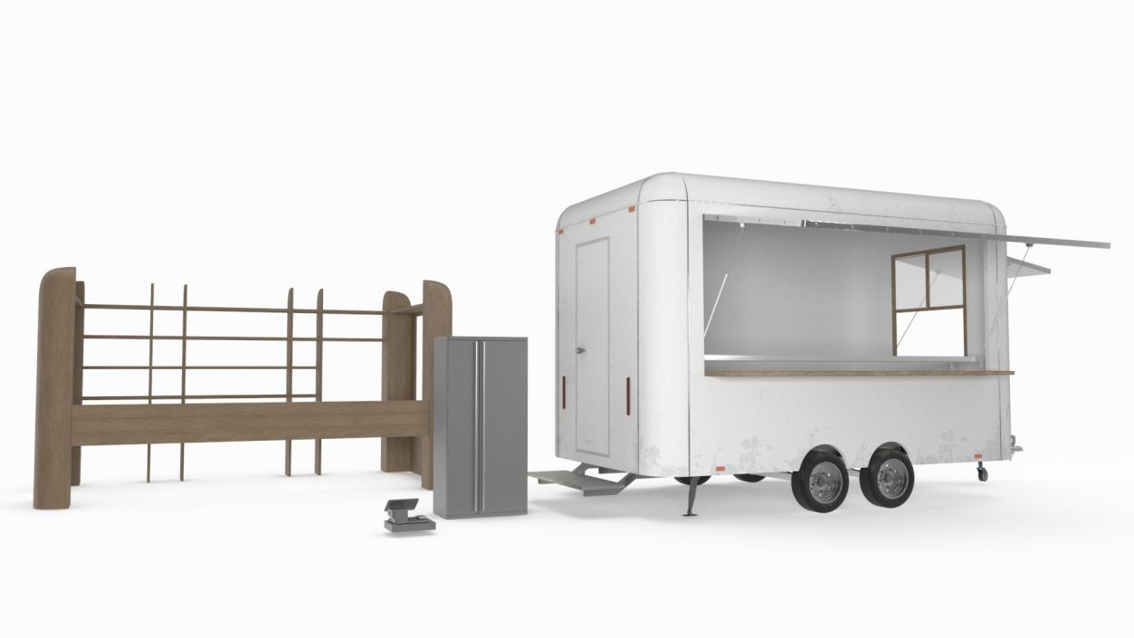 3D Mobile Food Concession Trailer White with Equipment