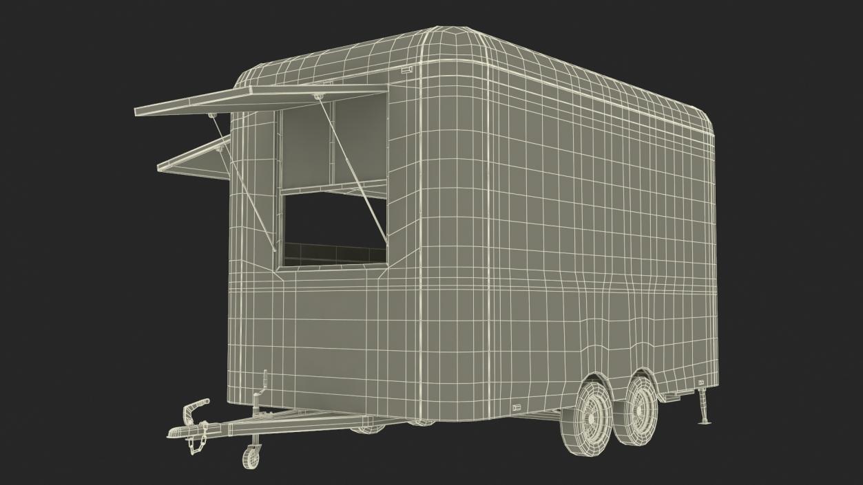 3D Mobile Food Concession Trailer White with Equipment