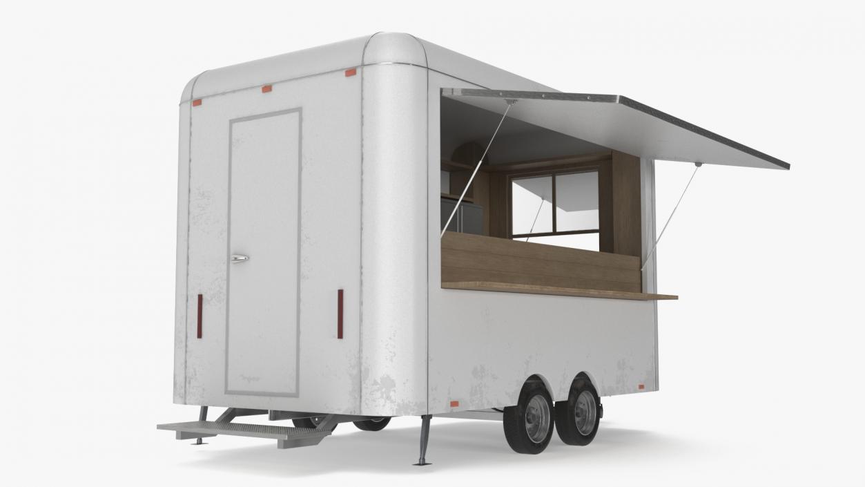 3D Mobile Food Concession Trailer White with Equipment