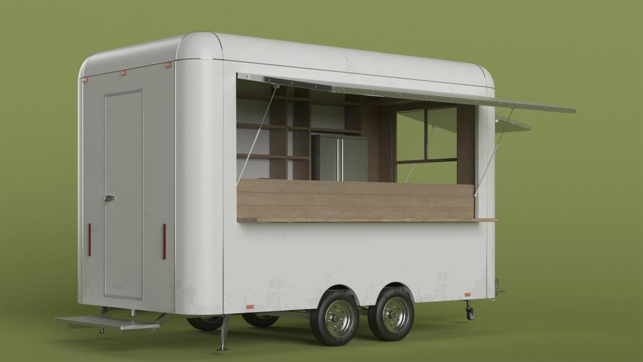 3D Mobile Food Concession Trailer White with Equipment