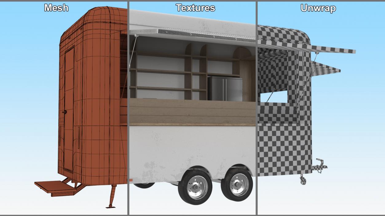 3D Mobile Food Concession Trailer White with Equipment