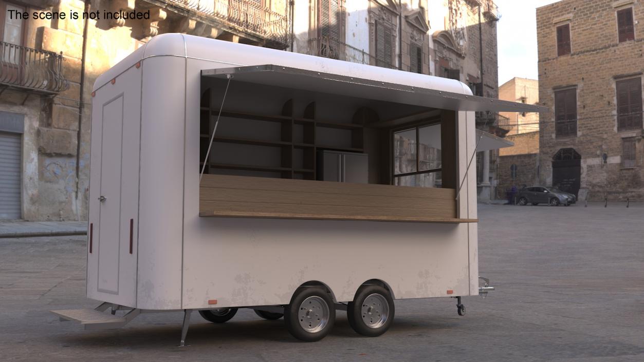 3D Mobile Food Concession Trailer White with Equipment