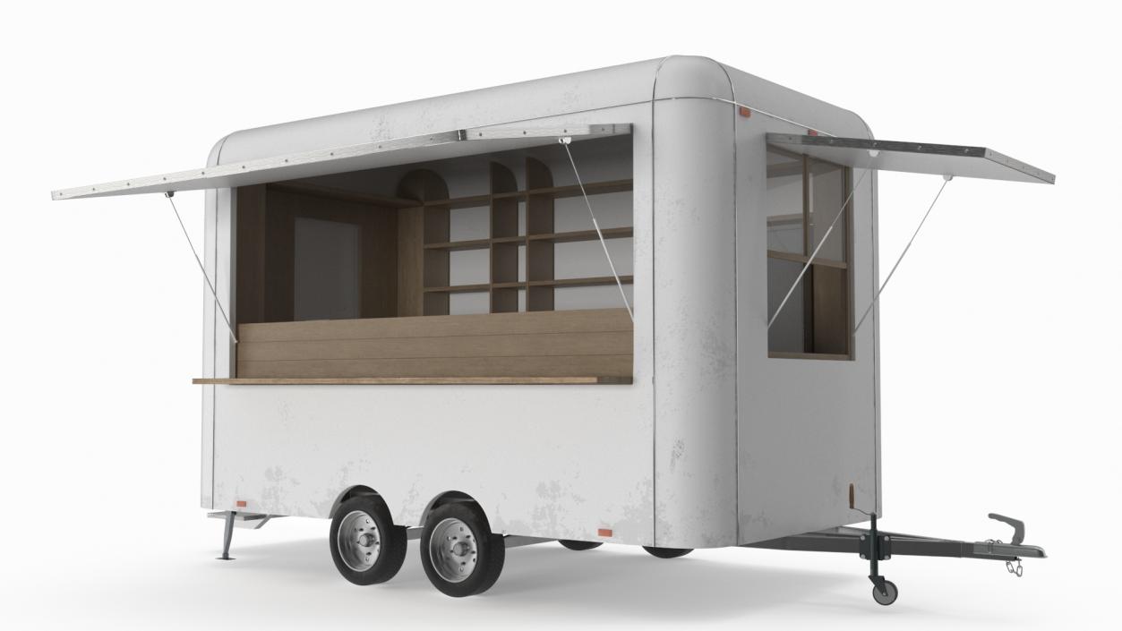 3D Mobile Food Concession Trailer White with Equipment