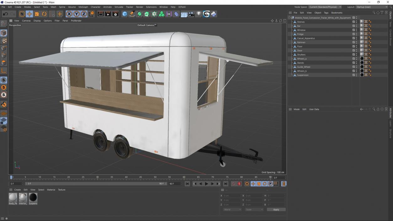 3D Mobile Food Concession Trailer White with Equipment