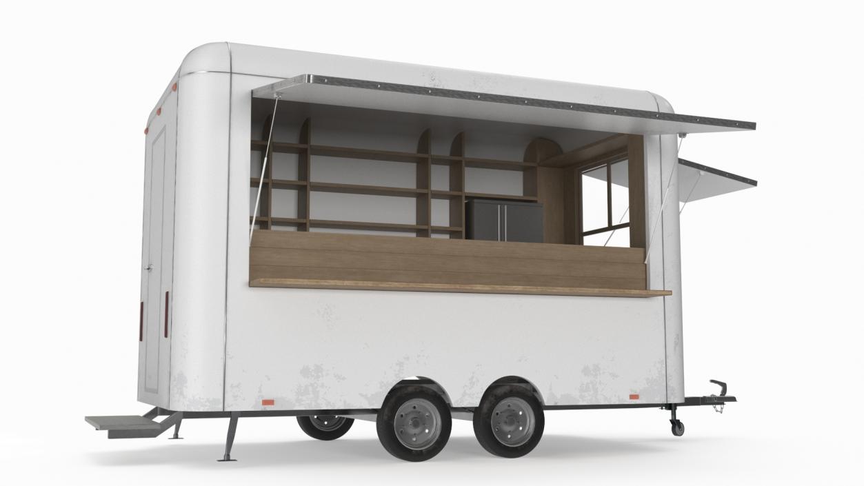 3D Mobile Food Concession Trailer White with Equipment