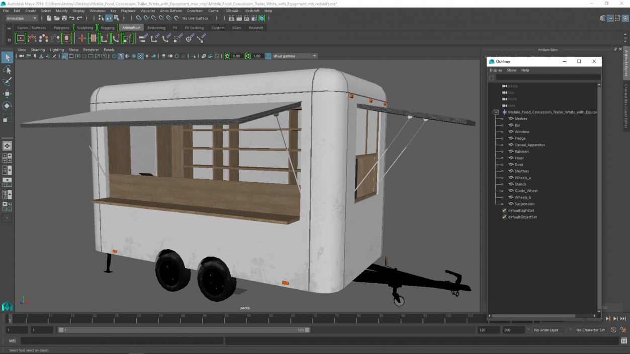 3D Mobile Food Concession Trailer White with Equipment