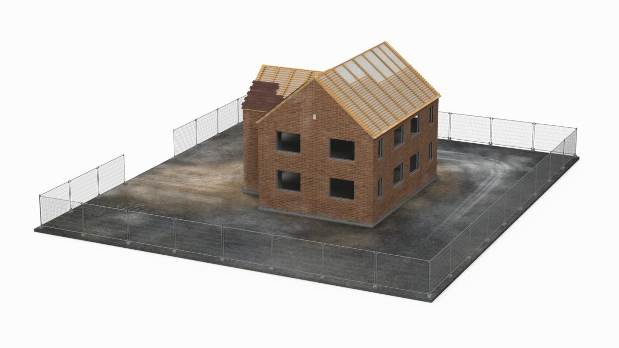 3D model Unfinished Brick House Construction